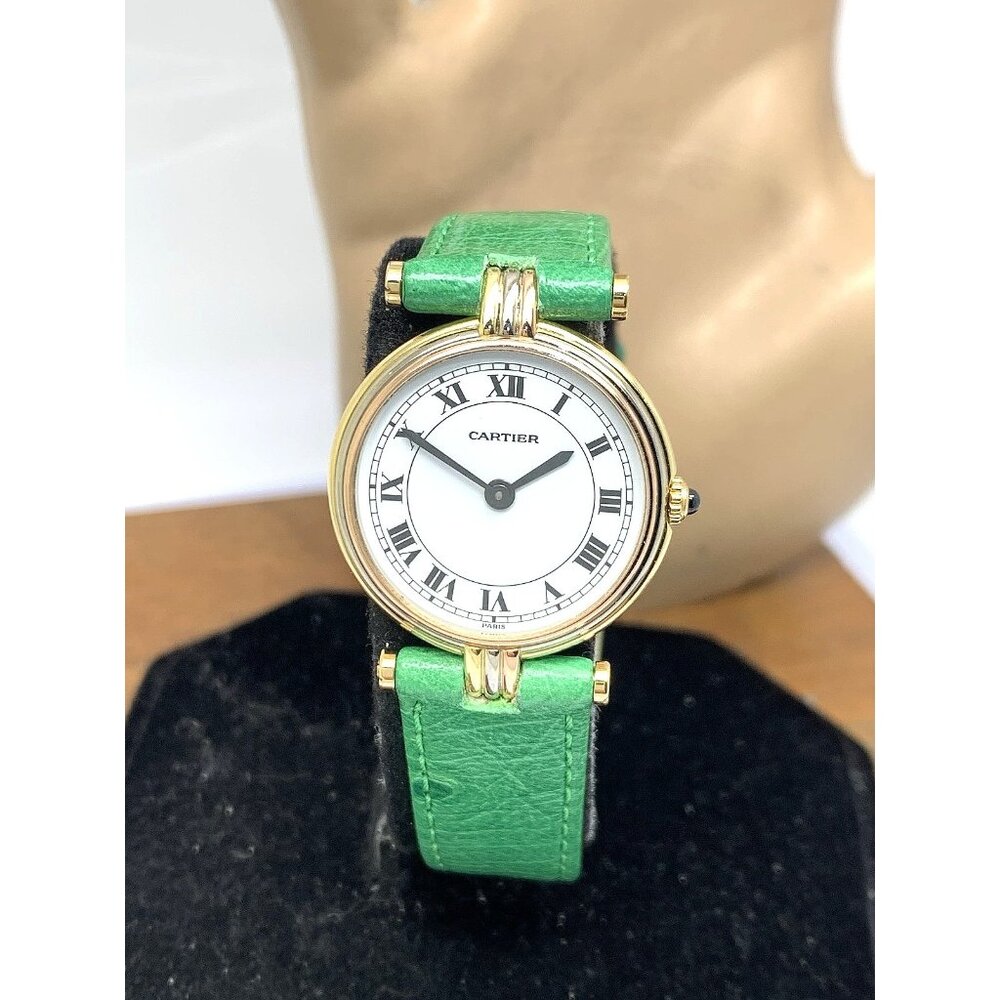 Cartier Vendome Womens Watch 18K Yellow Gold Case Swiss Quartz Vintage 80'S 24mm